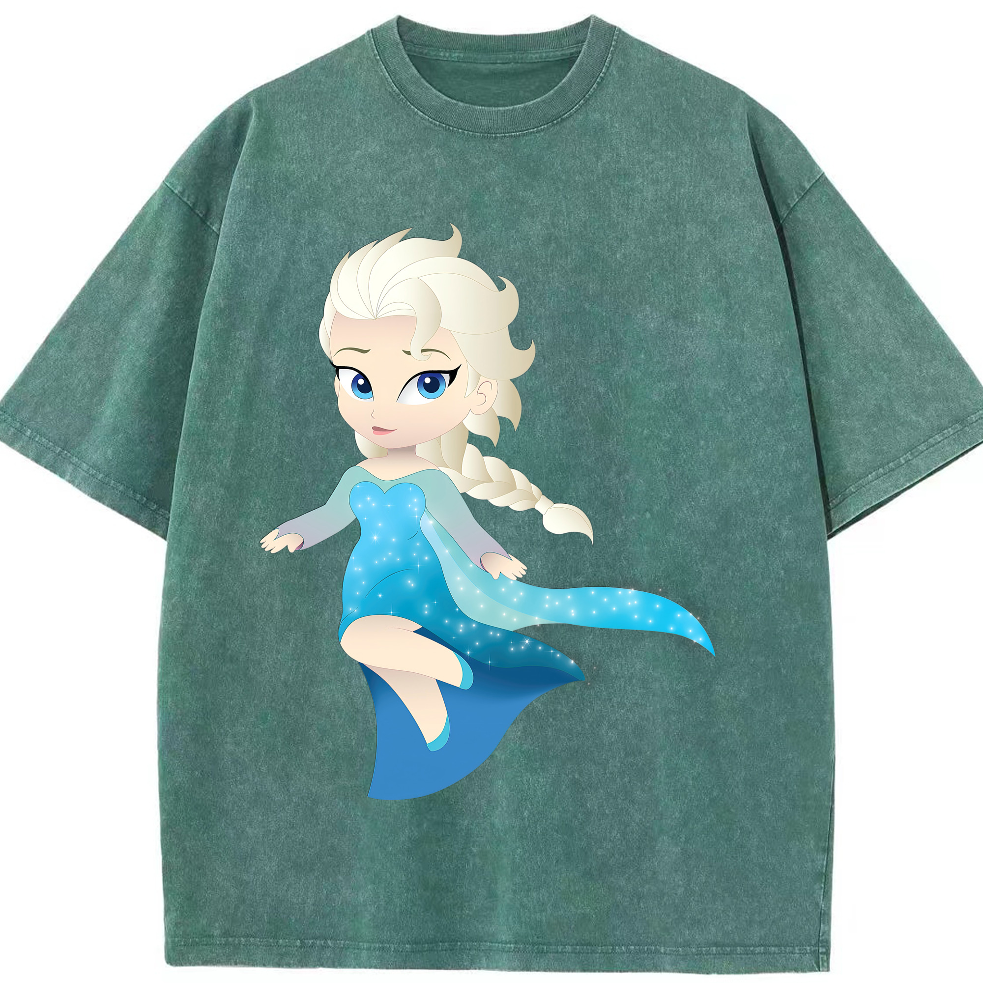 （画像用） アナと雪の女王 アンナ エルサ Frozen Anna Elsa 綿100% ヴィンテージ風 半袖Tシャツ（フロントプリント）